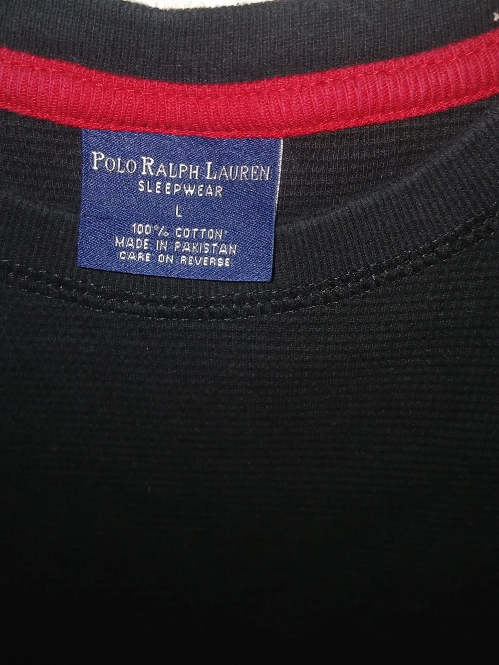 Polo by Ralph Lauren Black Long Sleeve Thermal Mens Sz Large Red Pony